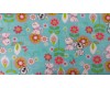 40cm piece - Flower, cat and dog, light blue - Flannel Fabric